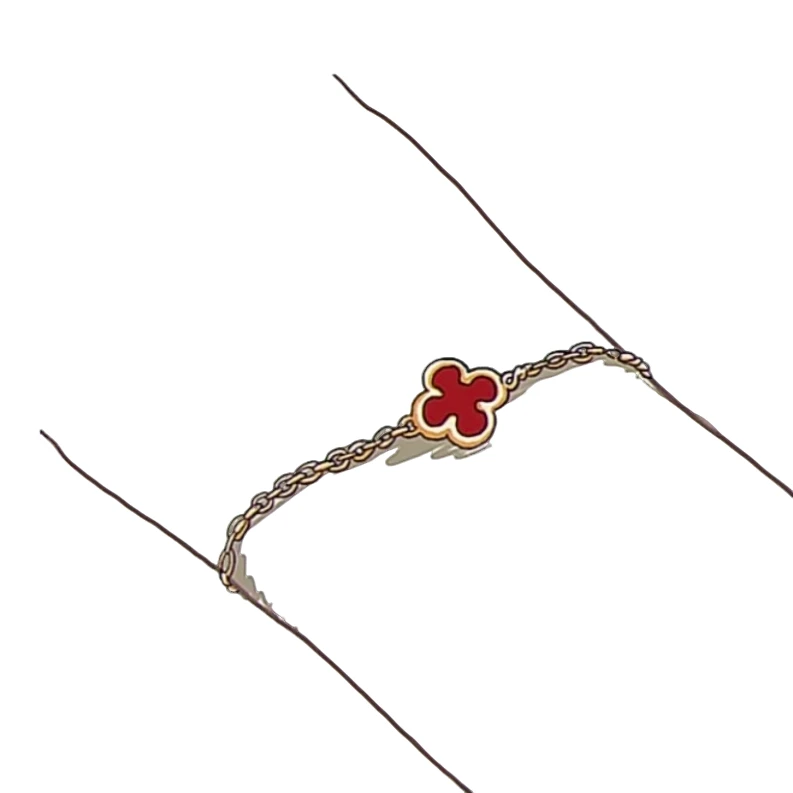 《克拉汇》 单花网红简约时尚百搭红色四叶草小号衣服V33端午节