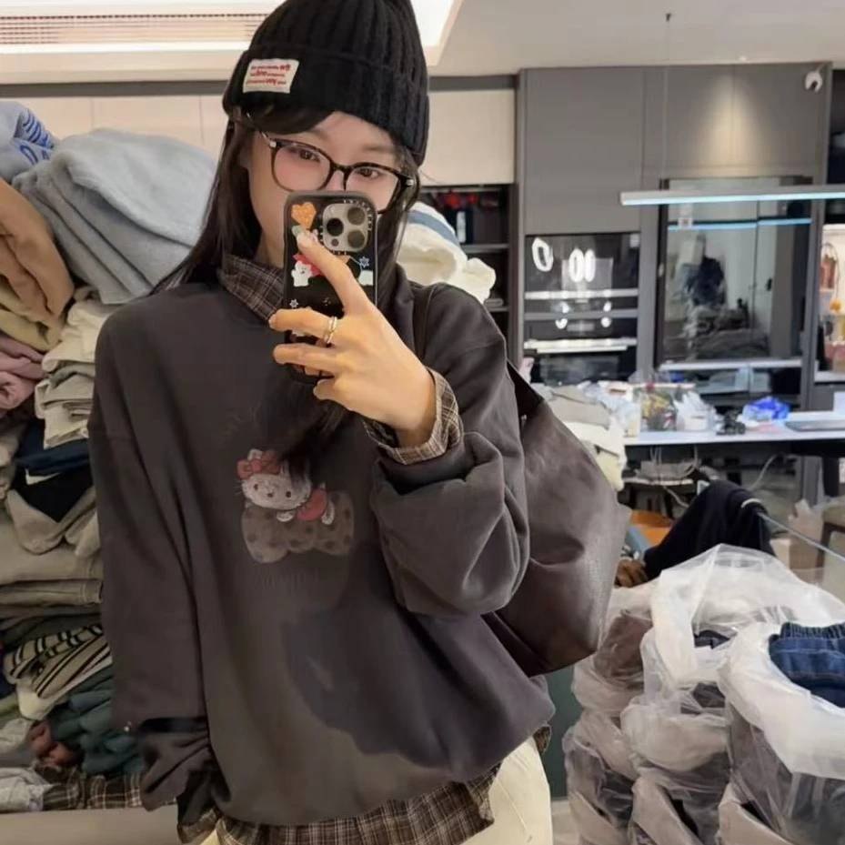 【NO退NO换】韩国东大门冬款蝴蝶结kt拉绒卫衣