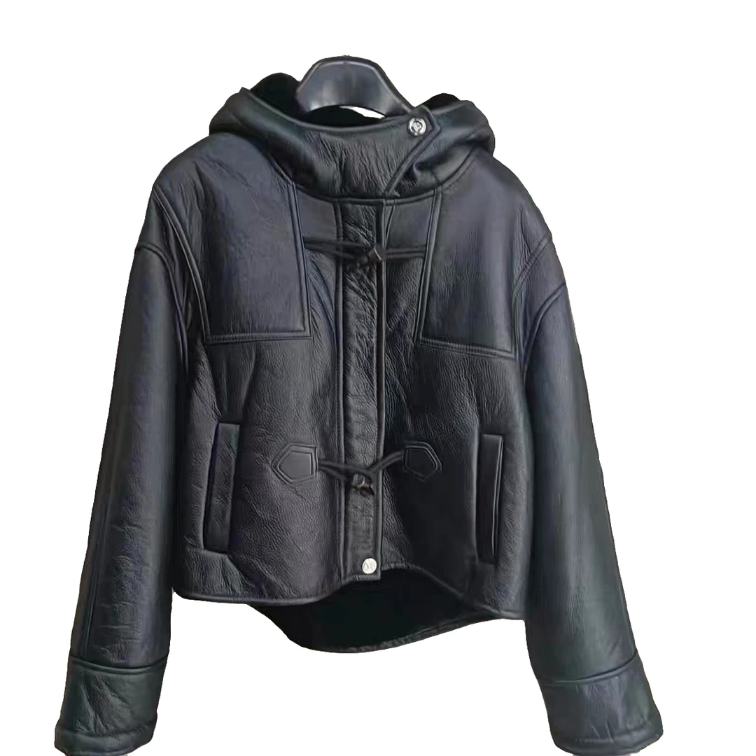 2024时尚百搭真皮冬季加厚休闲皮毛一体冬女装外套6816