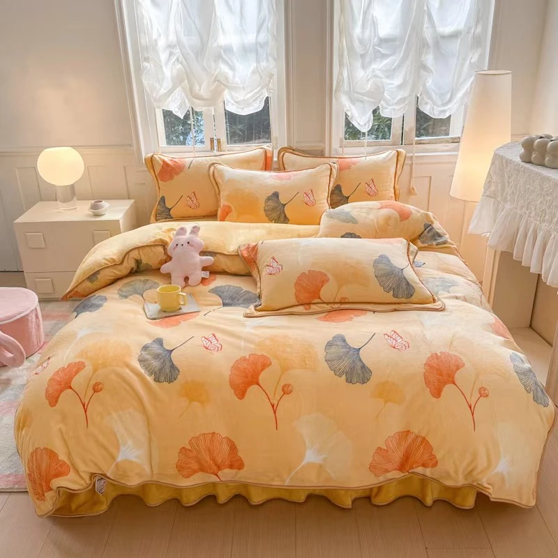 牛奶绒四件套8斤重ins公主风家用床品秋冬家居床上用品