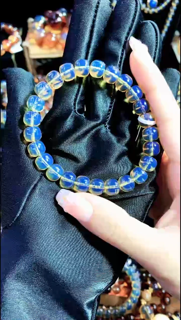 【闪购商品】琥珀珠宝奇石未镶嵌8mm老型皇家天青手串