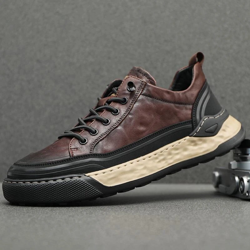 捡漏洲站男鞋潮鞋2023秋冬季新款休闲皮鞋轻便透气滑板鞋软底牛皮