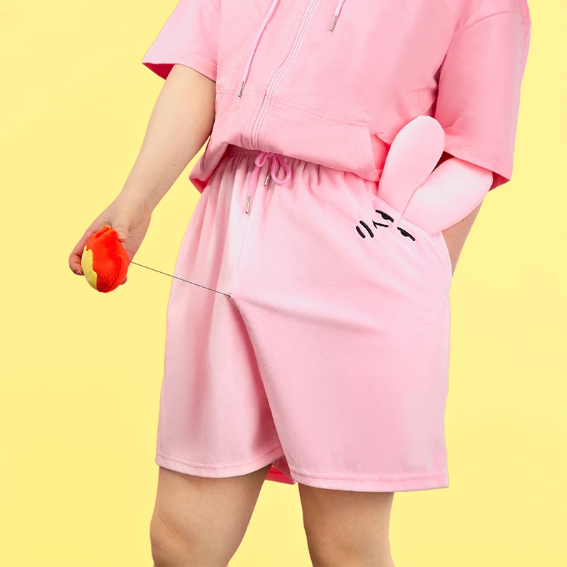 粉红兔子MyFriend原创裤裆冒火短裤沙雕创意宽松男女睡裤