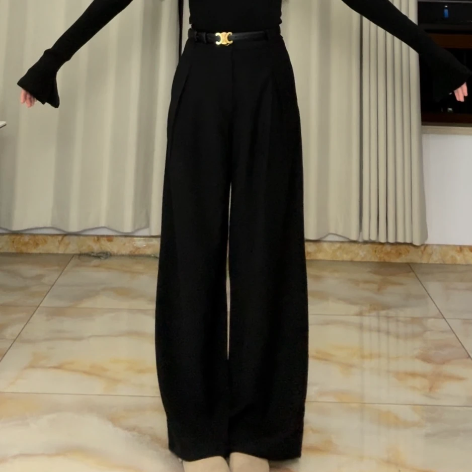 【肚肚小店推荐】高个子170高腰垂感拖地裤宽松显瘦遮胯阔腿裤