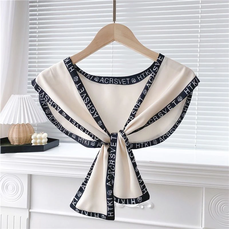 【专柜品质】圆领冰丝新品搭肩空调房外搭小披肩打结丝巾女假领