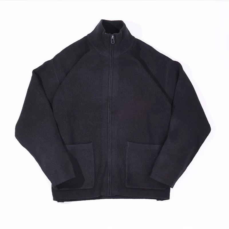 毛衣外套男士长袖黑色时尚休闲百搭高领立领简约宽松纯色秋冬