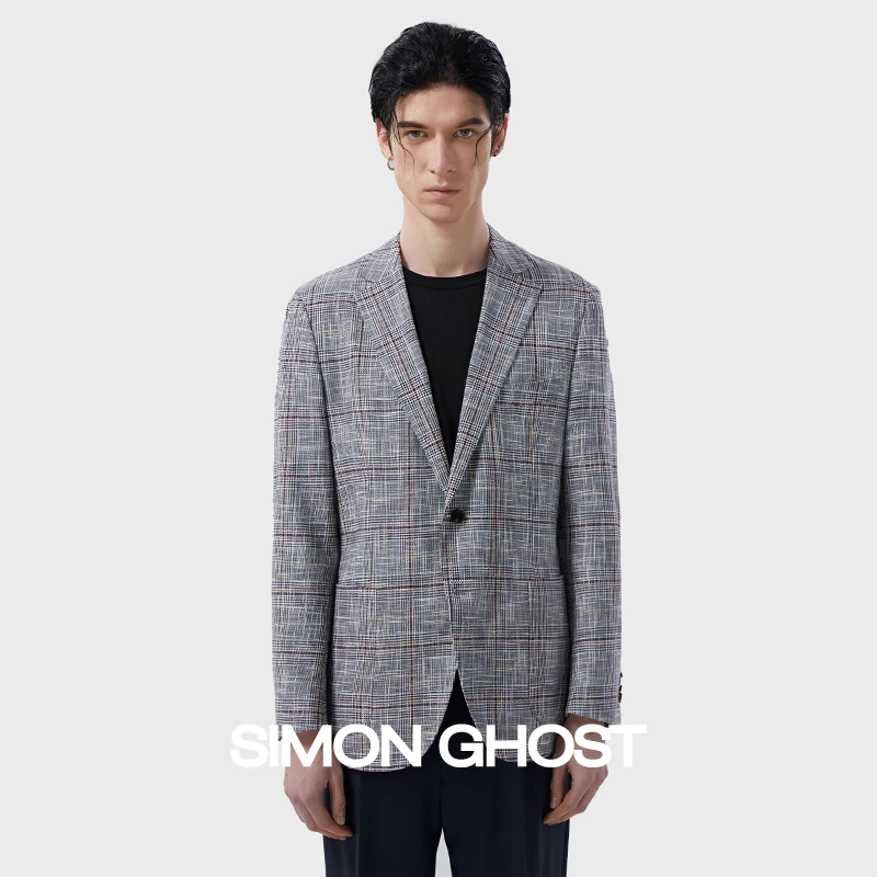 【CERRUTI 1881面料】西服男意大利休闲蓝花色西装外套经典修身