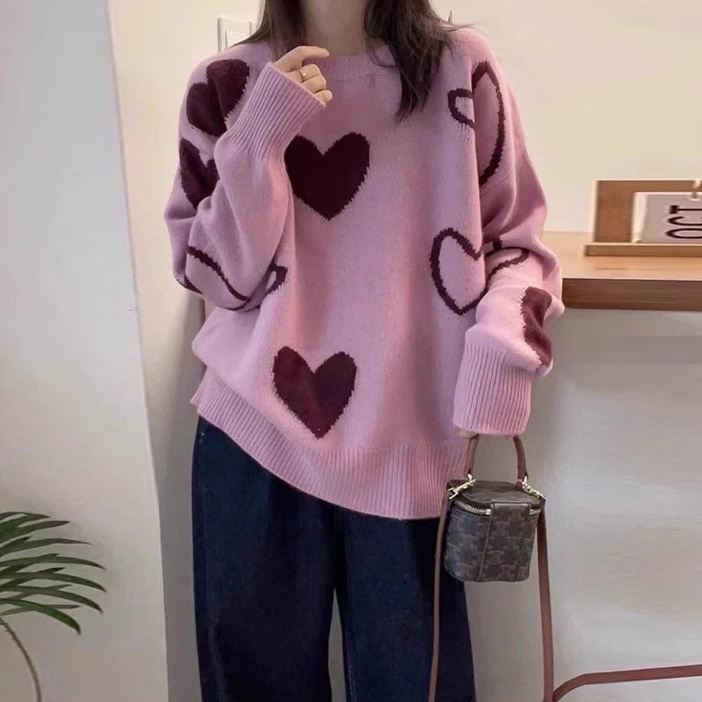 秋冬2025新款时尚法式高级感设计提花爱心针织衫女装毛衣气质上衣