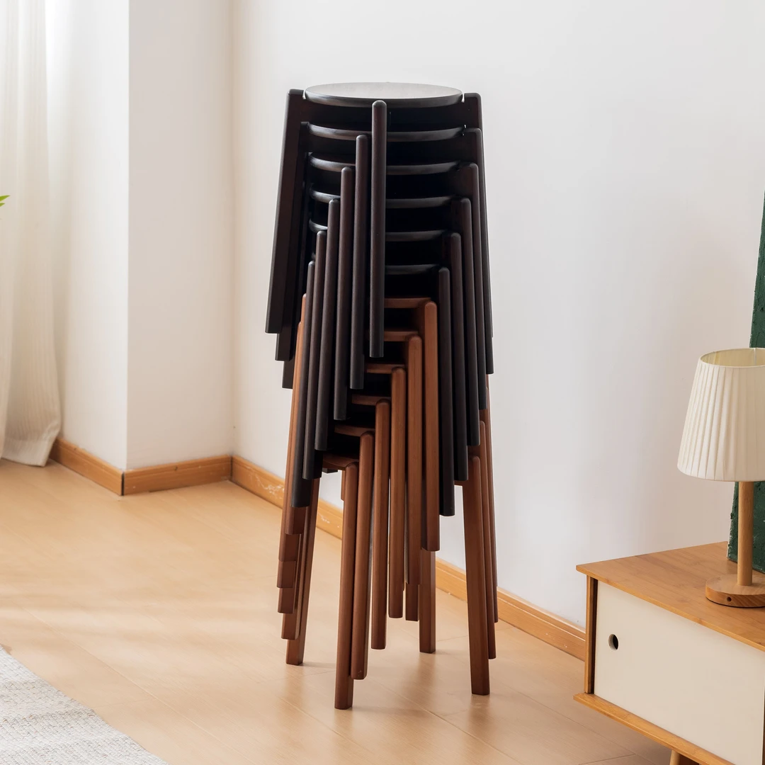 实木矮凳家用小板凳简约现代叠加凳网红客厅可叠放餐椅方凳餐凳