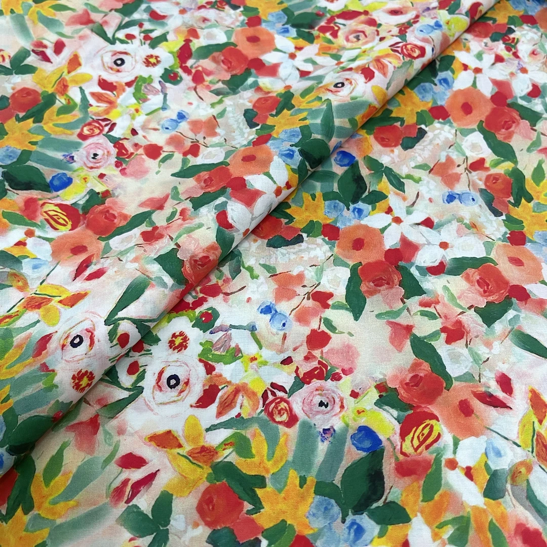 60支 红色油画 纯棉印花 一裁剪不退换