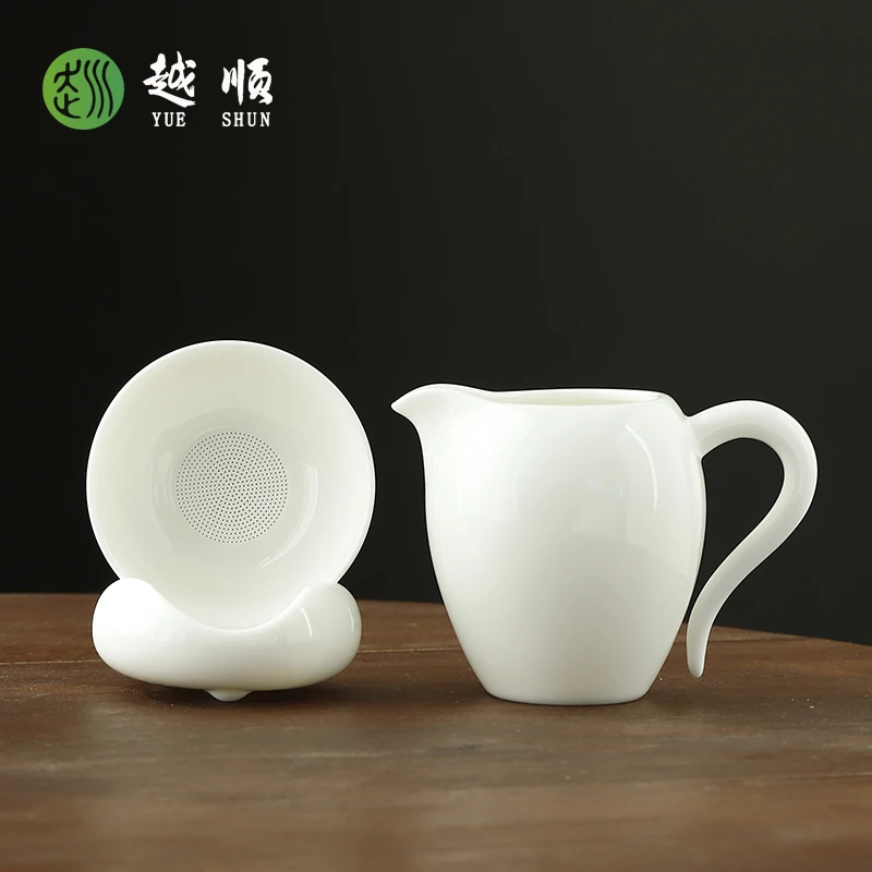 越顺羊脂玉瓷美人公道杯套组德化白瓷陶瓷茶海分茶器功夫茶具匀杯