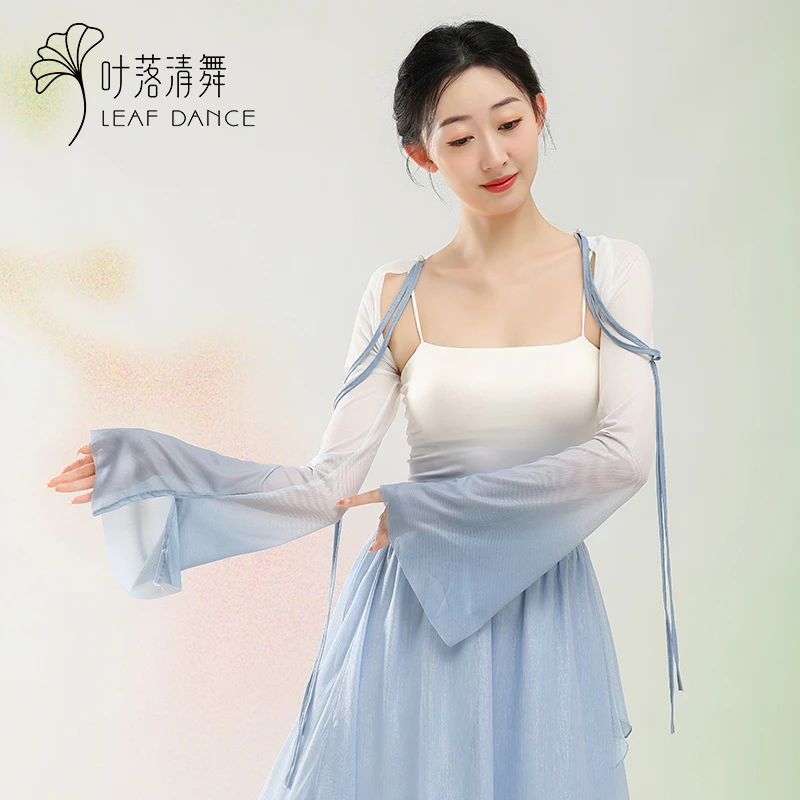 叶落清舞古典舞蹈服渐变流苏飘逸外搭纱衣中国舞身韵练功服坎肩女