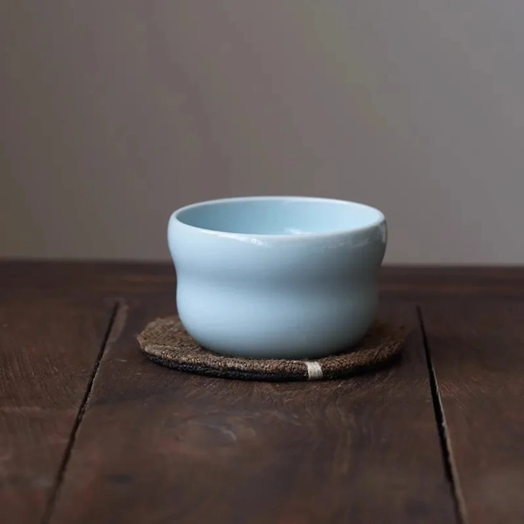 粉青葫芦杯福禄严卫恩龙泉青瓷手工青瓷主人杯单杯高端功夫茶具