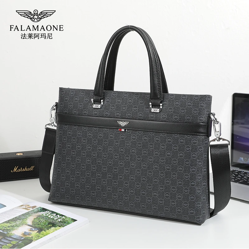 FALAMAONE/法莱阿玛尼轻奢男包英伦时尚手提包真皮男士商务公文包
