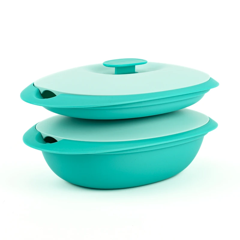 （海）特百惠 600ml 1.8L带滤格暖融融微波碗 冰箱冷藏美食保鲜碗