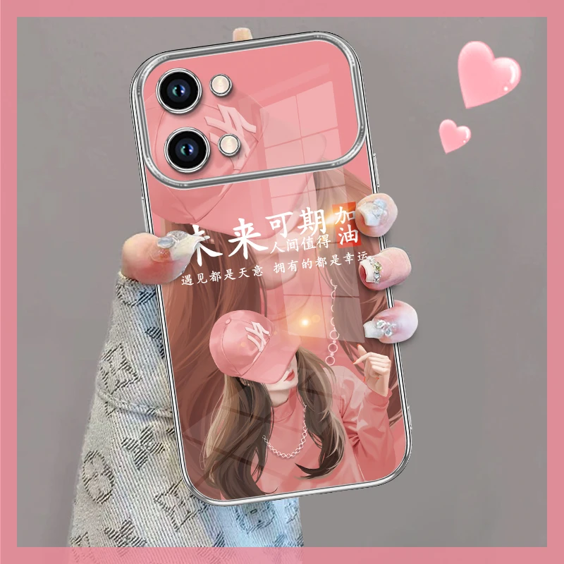 适用于OPPOreno9/pro/pro+手机壳新款6D视窗未来可期比心女孩防摔