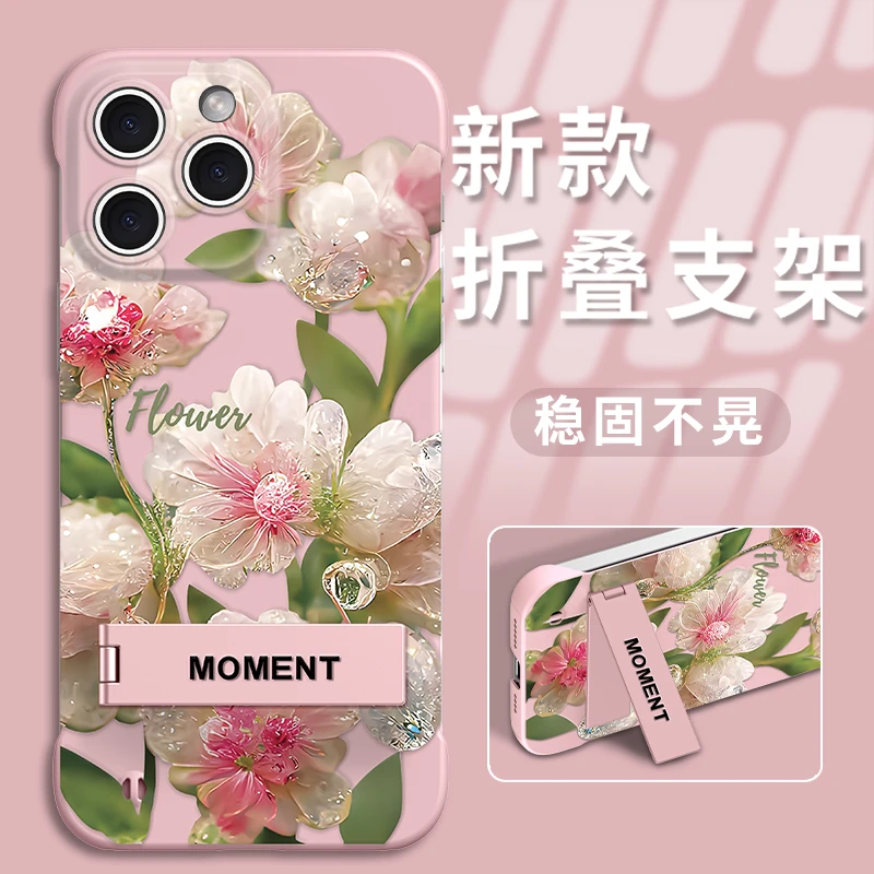 适用荣耀60se手机壳PC无边框粉色水晶花防摔爆款保护套