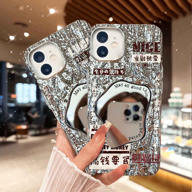 适用苹果12手机壳浮雕岩石发财被爱好运无限防摔保护套