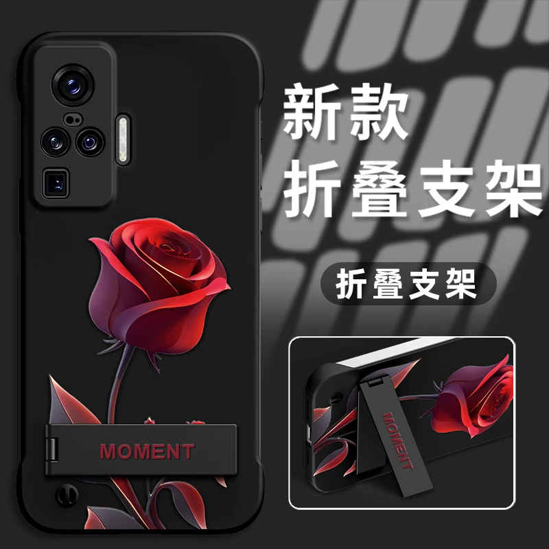 适用于VIVOx50pro手机壳新款PC无边框唯美红玫瑰保护套爆款