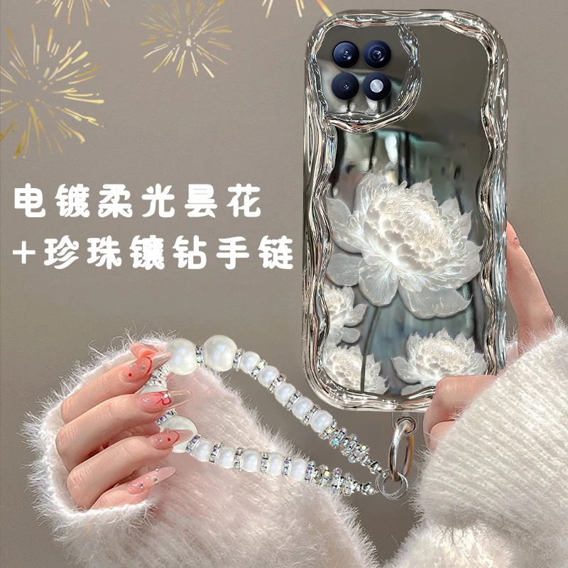 适用于opporeno4se手机壳电镀奶油纹复古昙花软硅胶防摔壳
