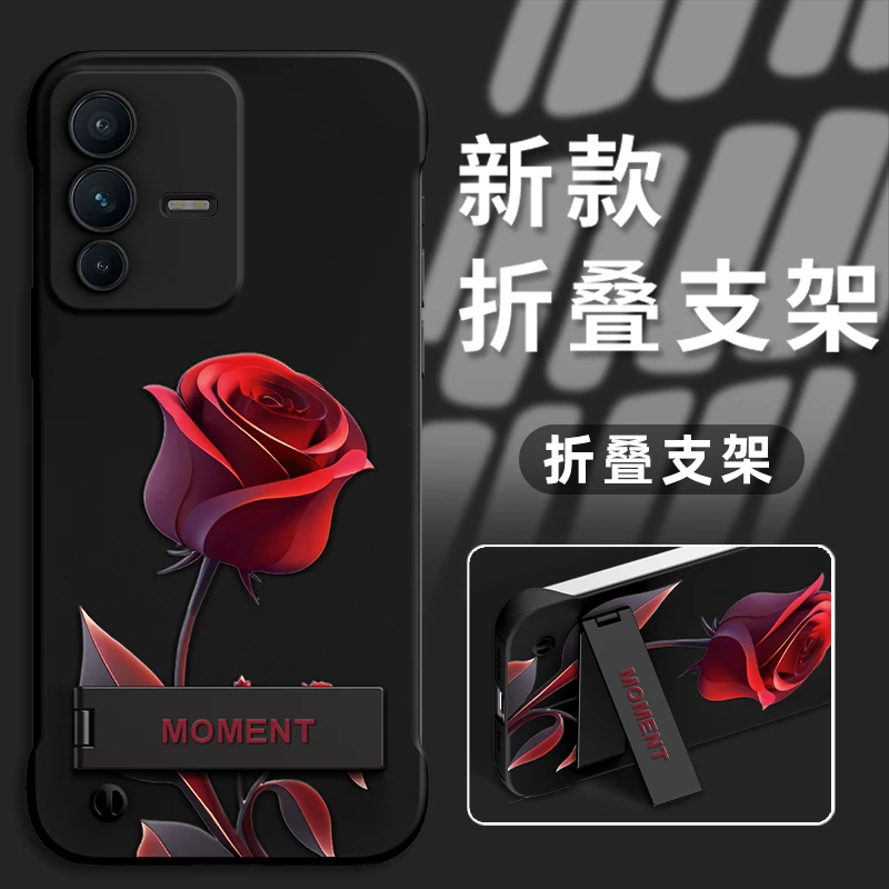 适用于VIVOs12pro手机壳新款PC无边框唯美红玫瑰防摔保护套爆款
