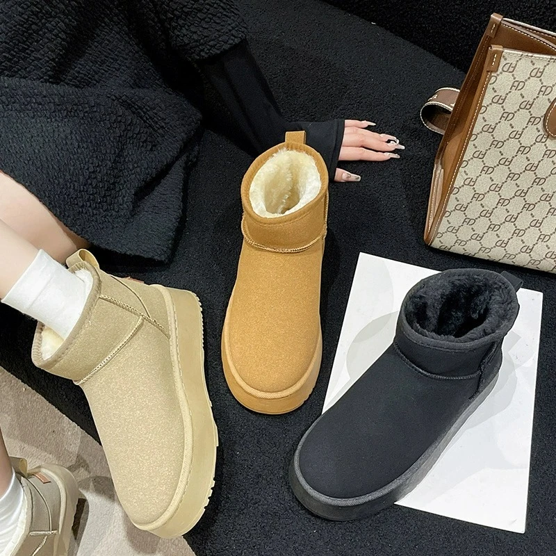 【现货秒拍当天发货】棉鞋女款2023冬季新款加绒抗寒皮毛一体雪地靴