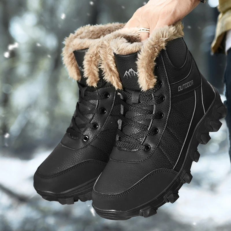 冬季高帮马丁靴男作战黑色加绒保暖加厚雪地靴防滑防水抗极寒棉鞋