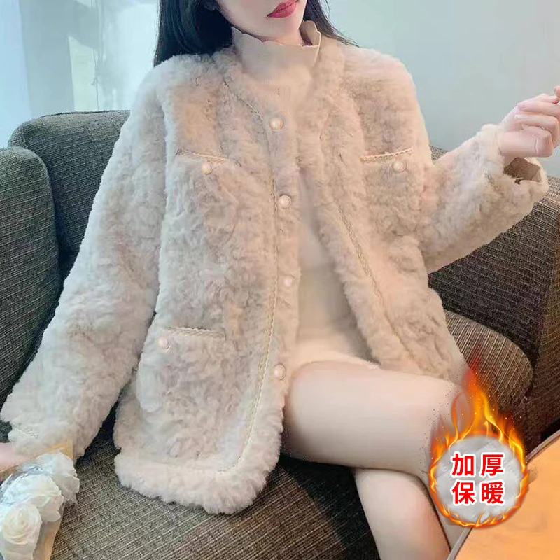 小个子气质短款时尚棉服女冬加厚保暖小香风毛毛外套2024新款宽松