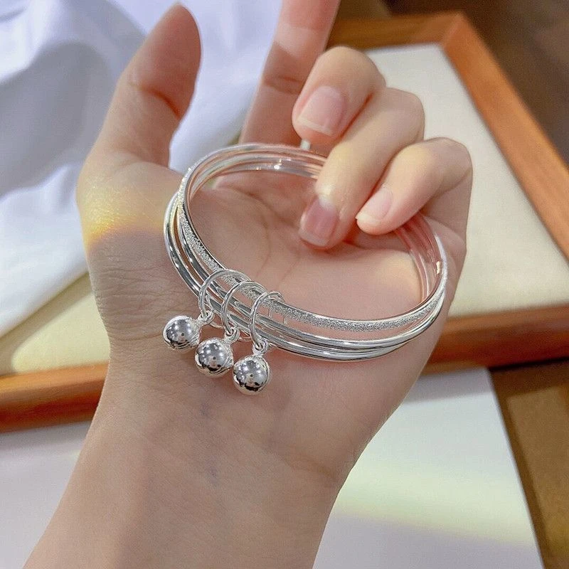 足银手镯 999.9 【39】 25g 三生三世手镯铃铛多圈手环时尚网红