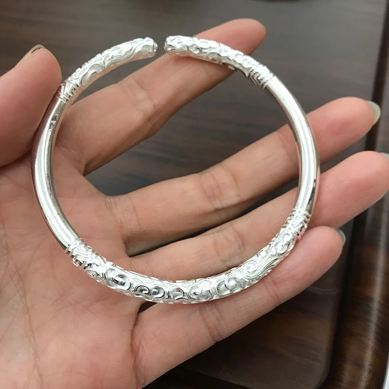 足银手镯 999.9【21】31g纯手工如意金箍棒祥云手镯复古百搭