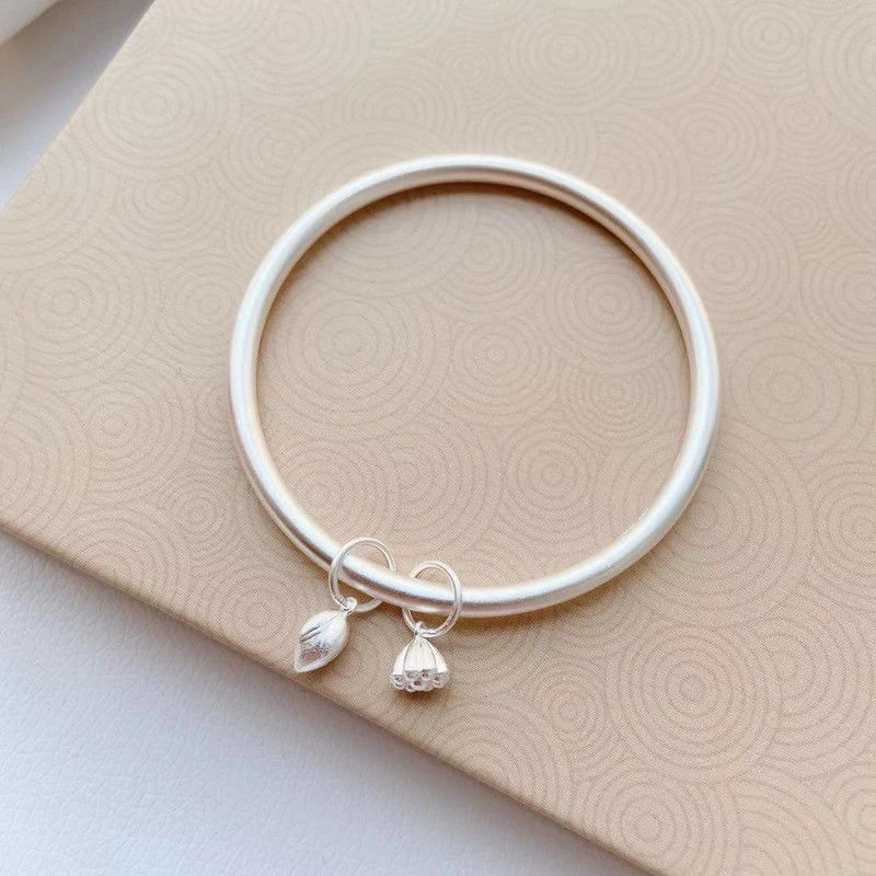 足银手镯 999.9 【48】 31g 两世欢吊莲蓬闭口古法镯子百搭传承