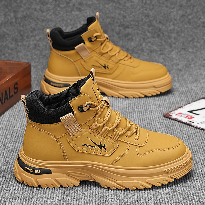 双星秋冬新款复古马丁靴男款休闲时尚爆款百搭潮鞋防水厚底大黄靴