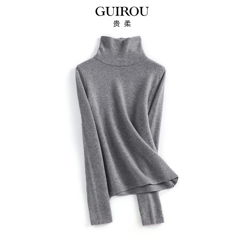 【山羊绒+兔绒+桑蚕丝+100支小羊羔毛】女堆堆领加厚羊毛打底50029