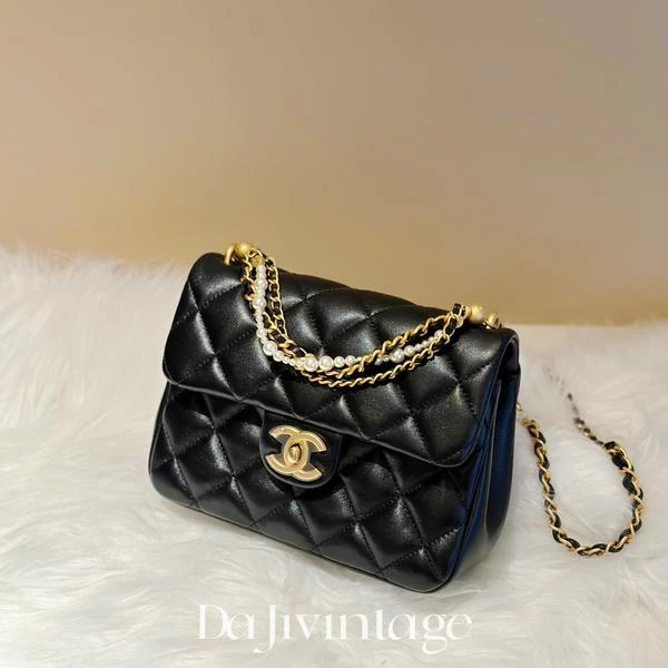 大吉中古/Chanel香奈儿24P珍珠链条方胖子斜挎包