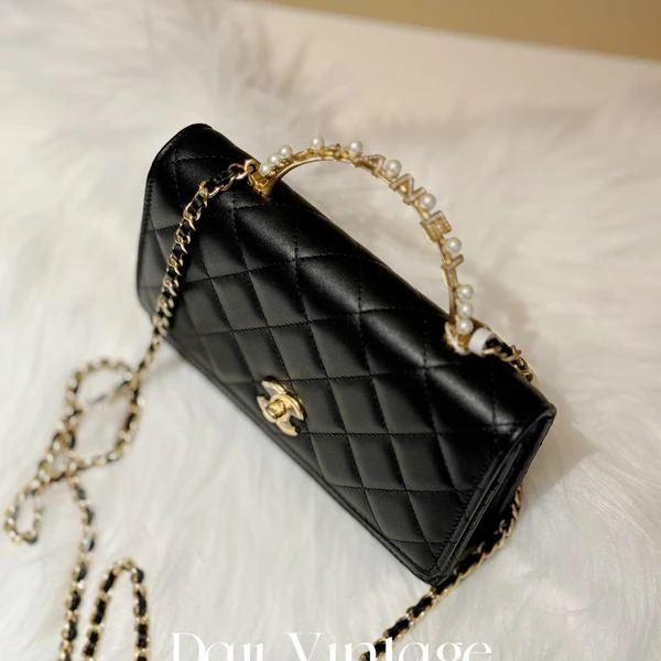 大吉中古/Chanel香奈儿黑金23B珍珠手柄woc斜挎包