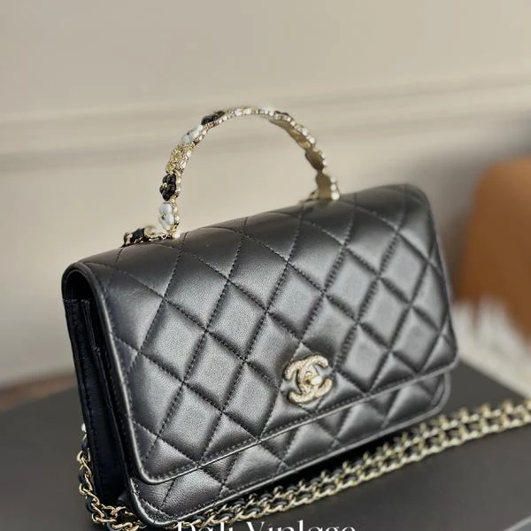 大吉中古/Chanel香奈儿23k花卉手柄woc斜挎包
