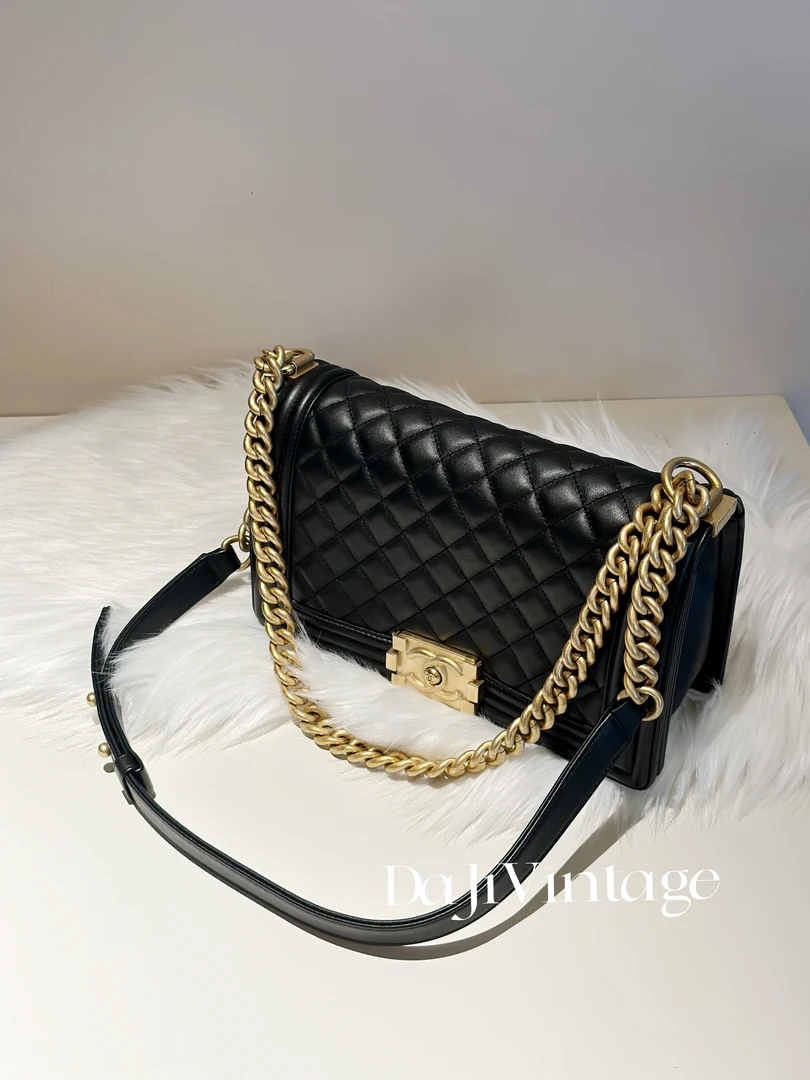 99新 Chanel/香奈儿 大吉中古/Chanel香奈儿黑金中号leboy单肩包