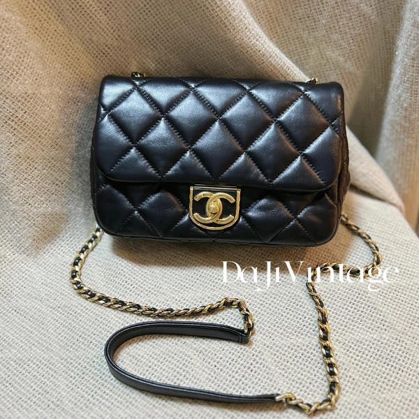 大吉中古/Chanel香奈儿22B黑扣方胖斜挎包
