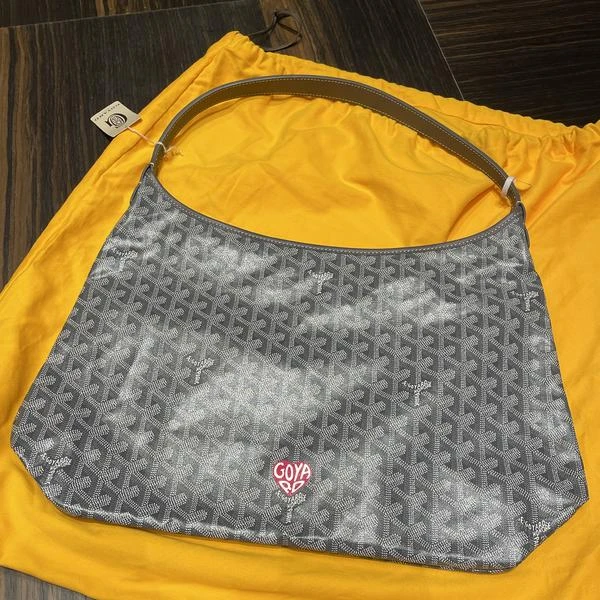 大吉中古/戈雅 灰拼玫粉心hobo单肩包