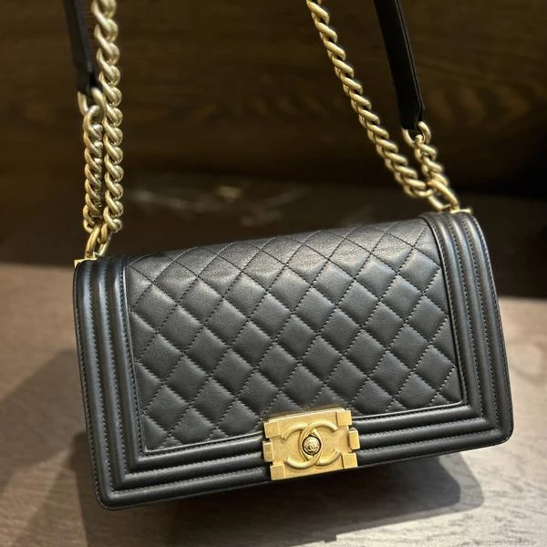 大吉中古/Chanel香奈儿leboy黑金中号单肩包
