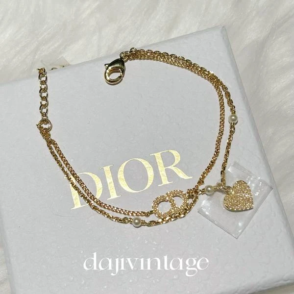 大吉中古/Dior 迪奥爱心珍珠CD双链手链