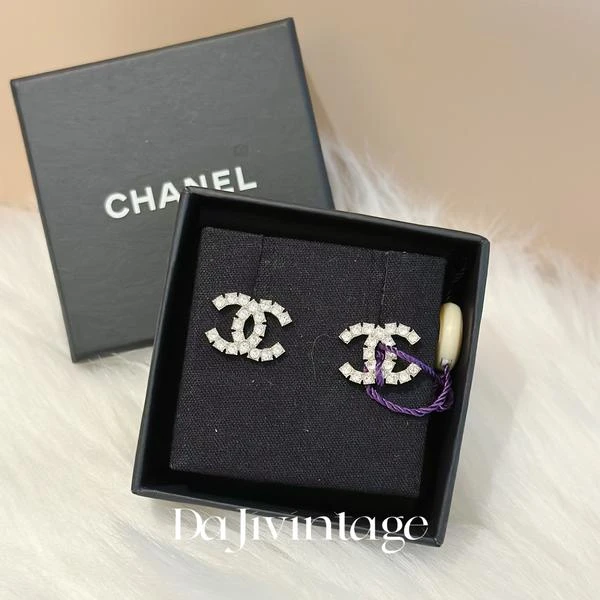 大吉中古/Chanel香奈儿银色镶钻耳钉