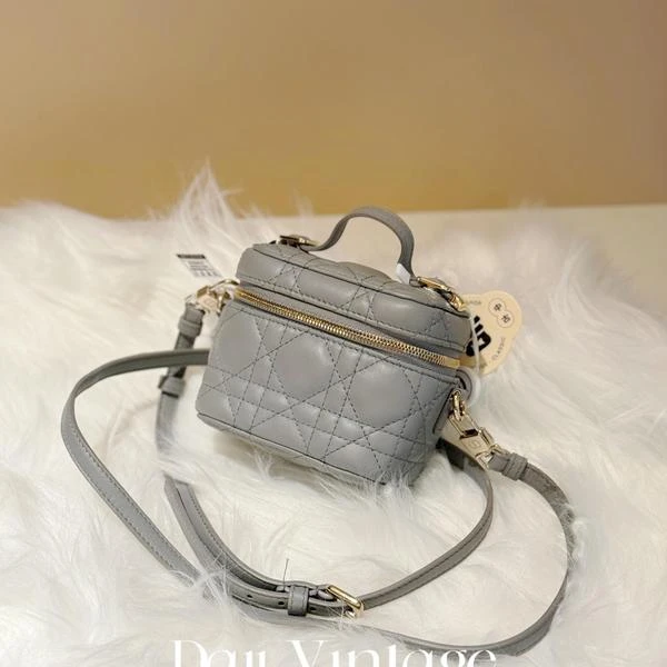 大吉中古/dior迪奥灰色藤格纹小盒子斜挎包