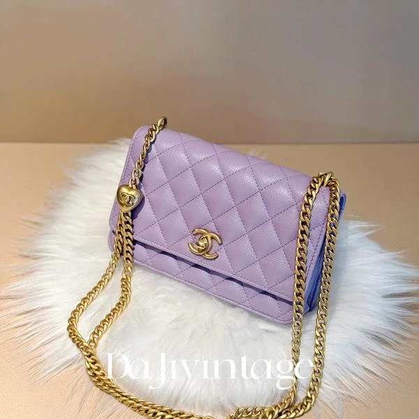 大吉中古/Chanel香奈儿24p爱心woc浅紫斜挎包