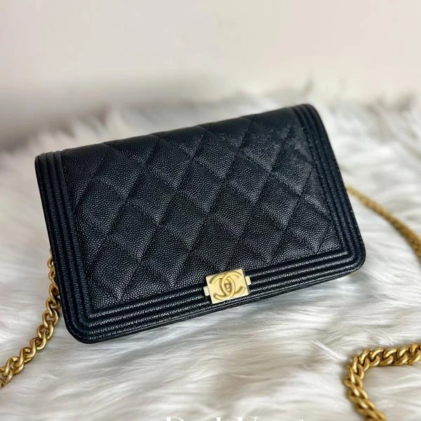 大吉中古/Chanel香奈儿黑金leboy woc斜挎包