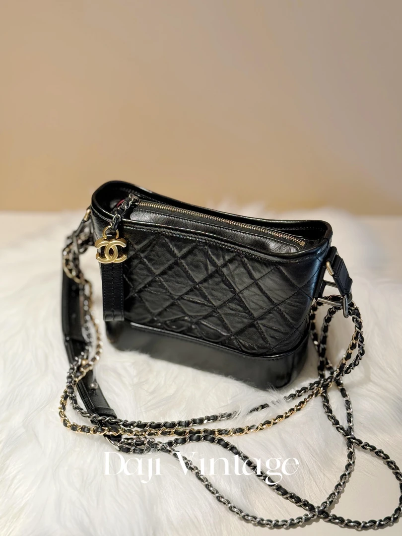 99新 Chanel/香奈儿 大吉中古/Chanel香奈儿黑金流浪小号斜挎包