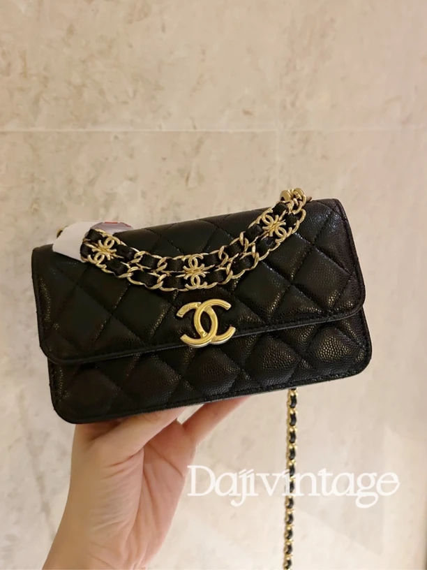95新 Chanel/香奈儿 Chanel 黑金22k手机包
