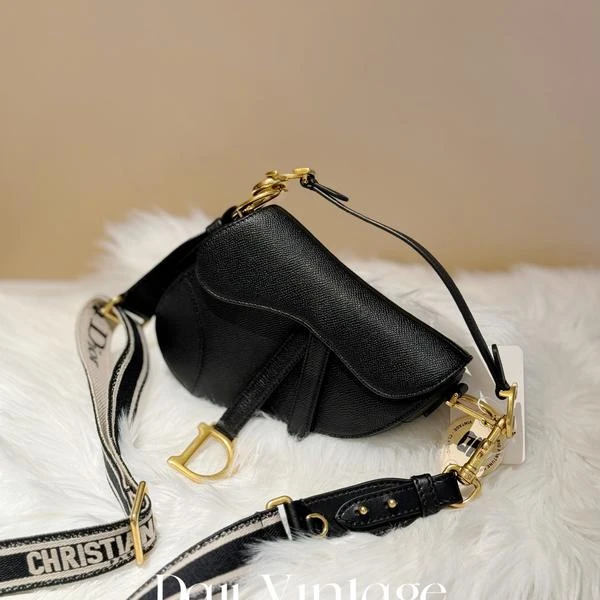 99新 DIOR/迪奥 大吉中古/Dior迪奥黑金mini马鞍斜挎包