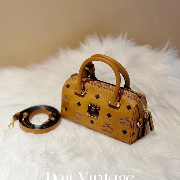 大吉中古/mcm干邑色老花迷你波士顿