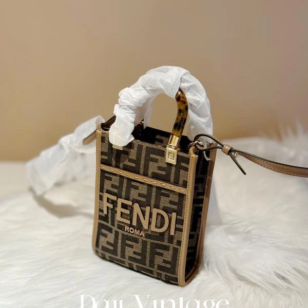 大吉中古/Fendi芬迪老花玳瑁手柄mini琴谱托特斜挎包
